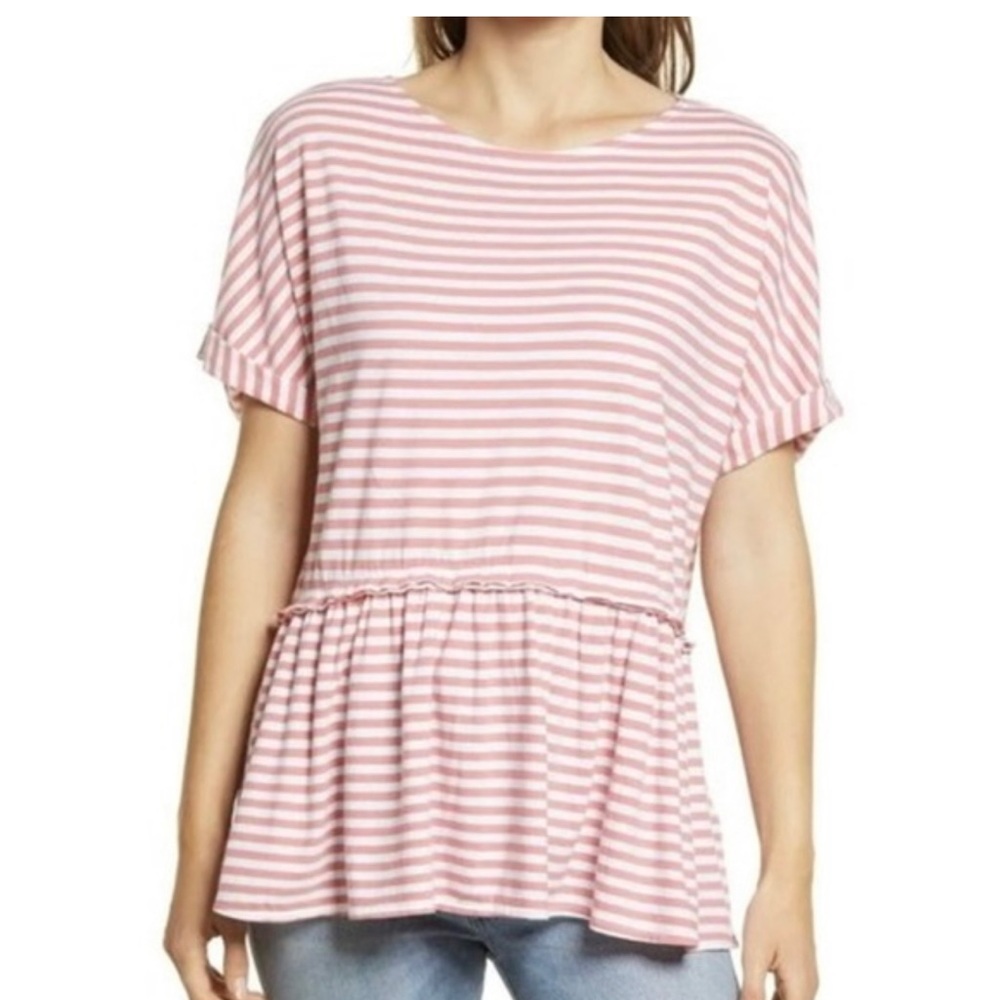 Caslon Brookes Stripe Peplum top size 1x